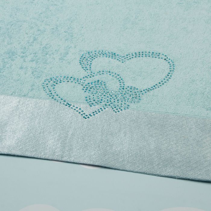 Полотенце махровое "Два сердца как одно", 45х90 см, цвет голубой, 400 гр/м