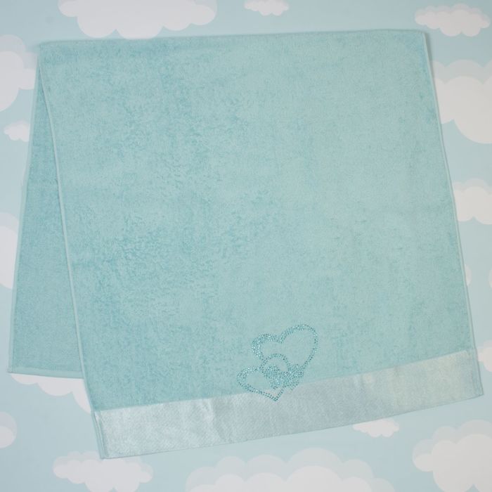Полотенце махровое "Два сердца как одно", 45х90 см, цвет голубой, 400 гр/м