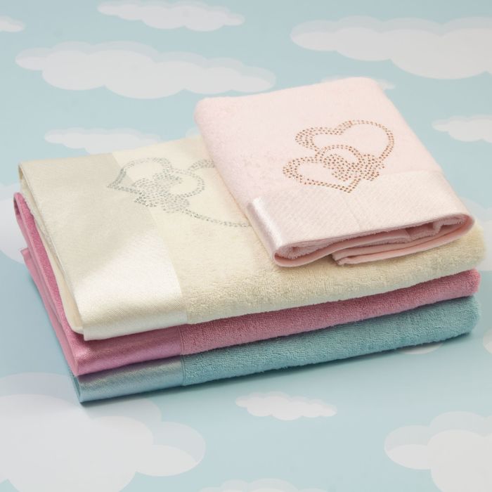 Полотенце махровое "Два сердца как одно", 45х90 см, цвет голубой, 400 гр/м