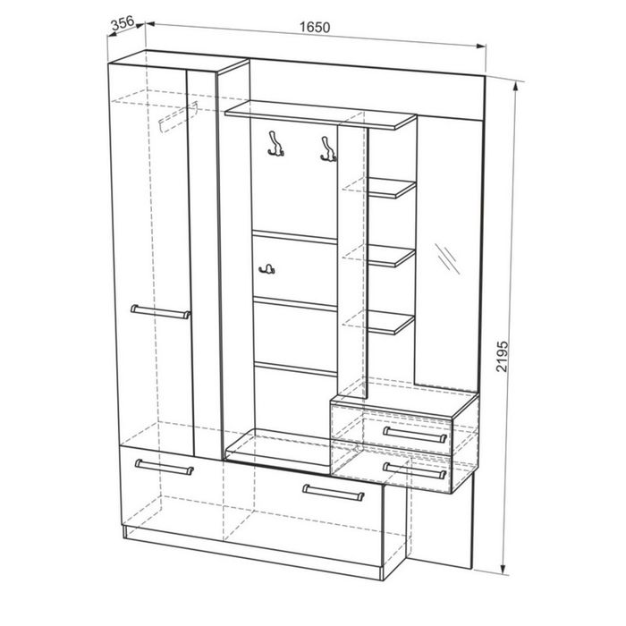 Прихожая "Брауни", олива шоколад/ясень шимо светлый