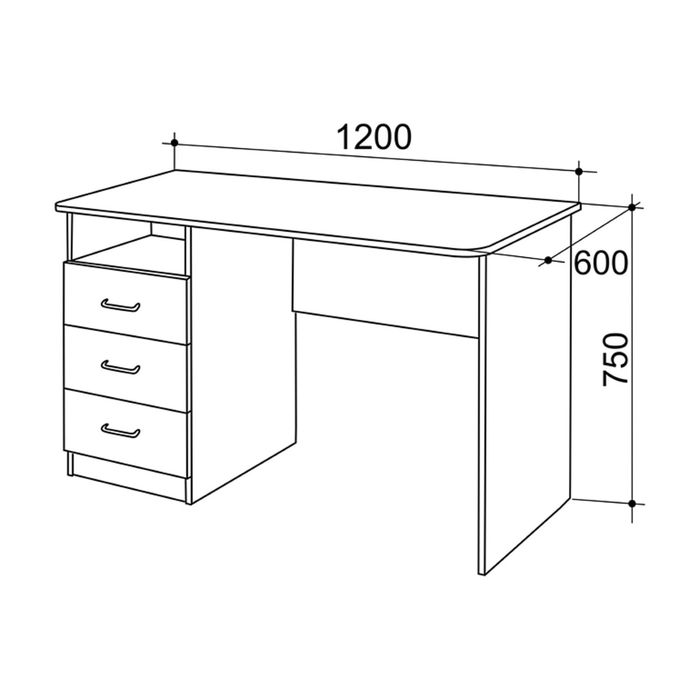 Стол компьютерный 1200 "Галерея", ясень шимо тёмный/крем