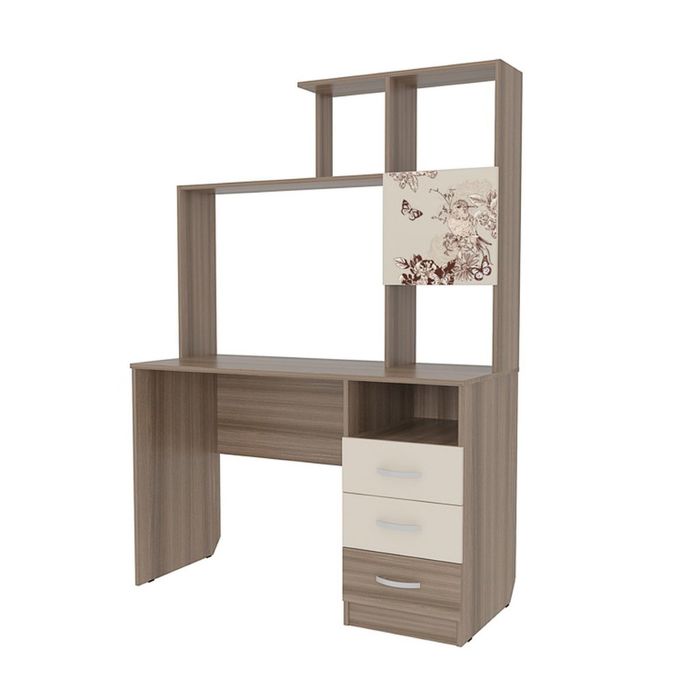 Стол компьютерный 1200 "Галерея", ясень шимо тёмный/крем