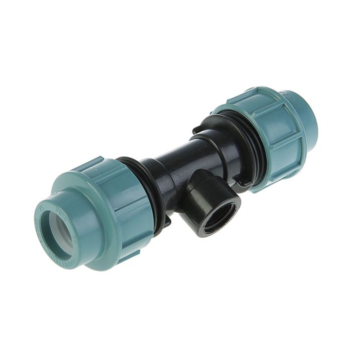 Тройник ПНД STR, 25 мм х 1/2" х 25 мм, внутренняя резьба