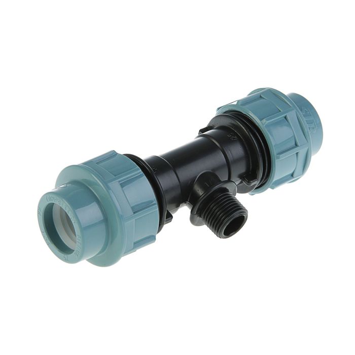 Тройник ПНД STR, 25 мм х 1/2" х 25 мм, наружная резьба