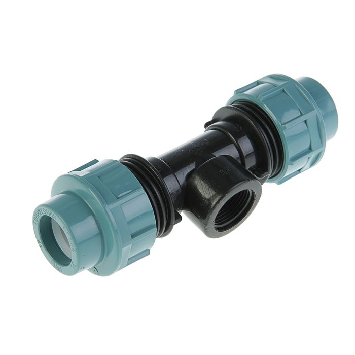 Тройник ПНД STR, 25 мм х 3/4" х 25 мм, внутренняя резьба