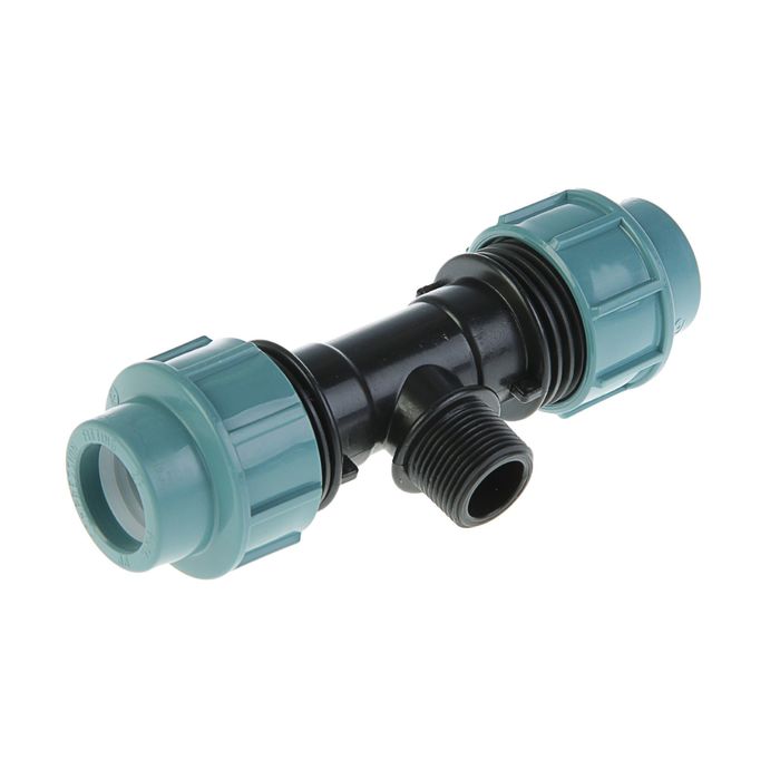 Тройник ПНД STR, 25 мм х 3/4" х 25 мм, наружная резьба