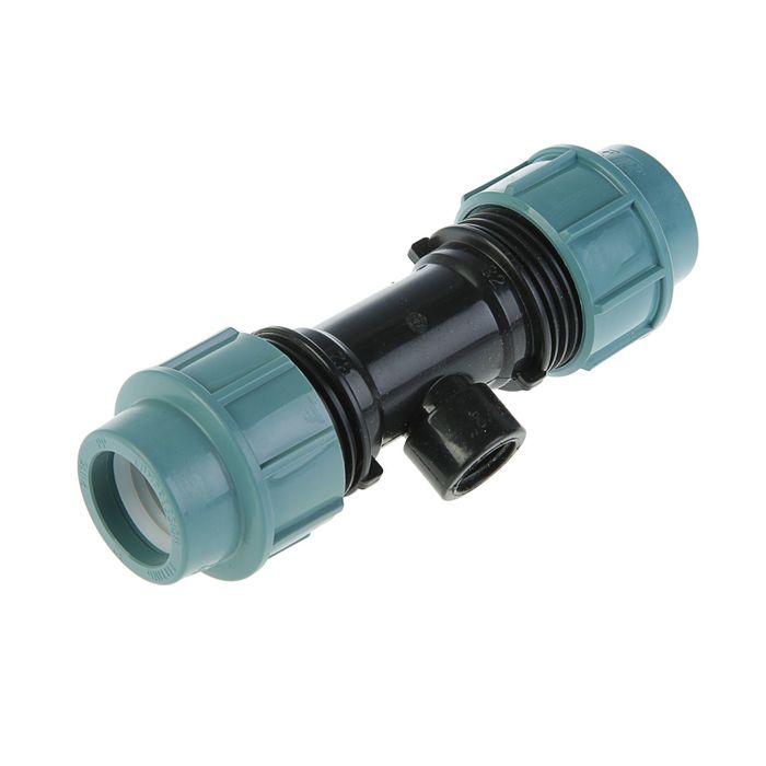 Тройник ПНД STR, 32 мм х 1/2" х 32 мм, внутренняя резьба