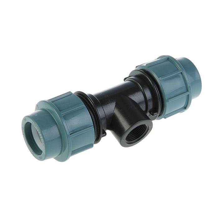 Тройник ПНД STR, 32 мм х 3/4" х 32 мм, внутренняя резьба