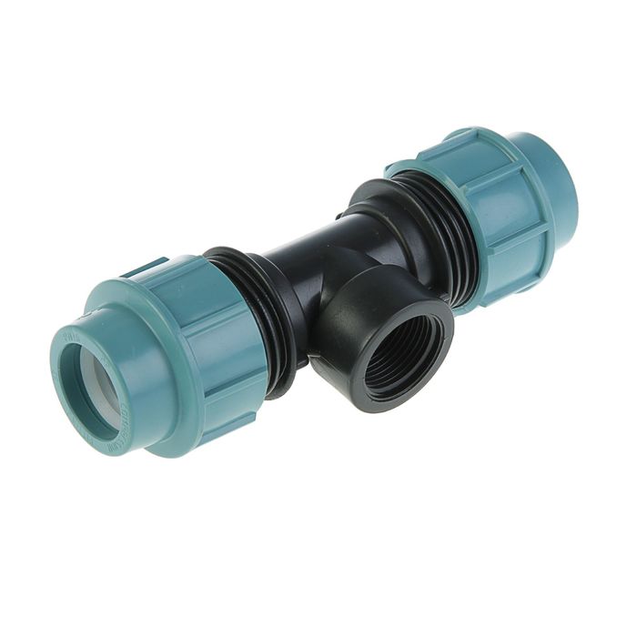 Тройник ПНД STR, 32 мм х 1" х 32 мм, внутренняя резьба