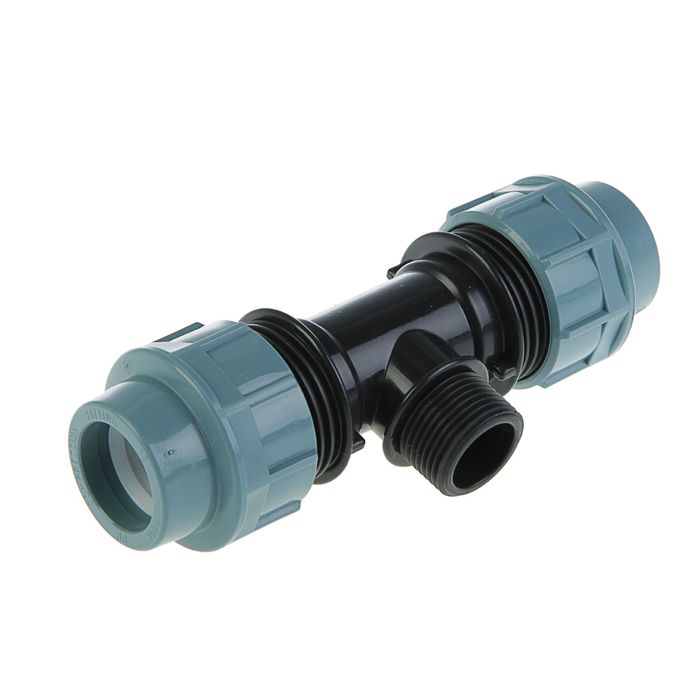 Тройник ПНД STR, 32 мм х 1" х 32 мм, наружная резьба