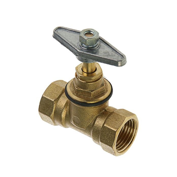 Вентиль латунный "Никифоров", 1/2", внутренняя/внутренняя резьба, ручка лодочка