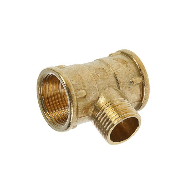 Тройник переходной "Никифоров", 1/2" х 3/4", внутренняя/наружная/внутренняя резьба, латунь