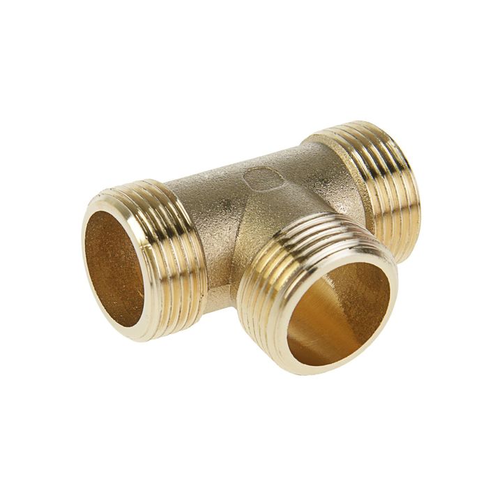 Тройник переходной "Никифоров", 3/4", наружная/наружная/наружная резьба, латунь