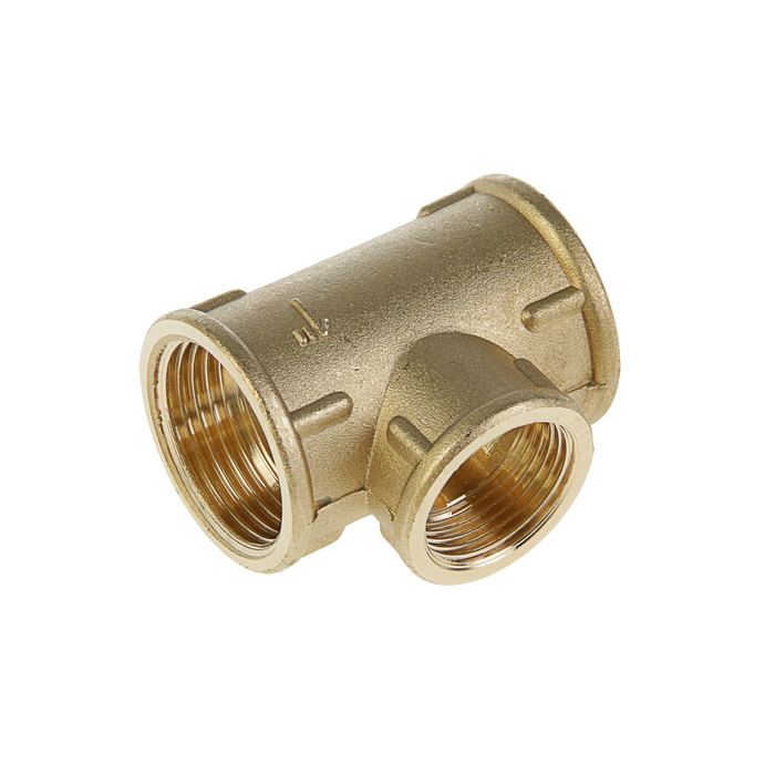 Тройник переходной "Никифоров", 1" х 3/4", внутренняя/внутренняя/внутренняя резьба, латунь