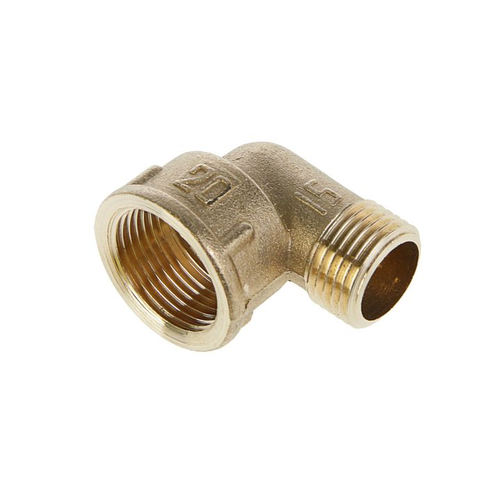 Угол переходной "Никифоров", 1/2" х 3/4", наружная/внутренняя резьба, латунь