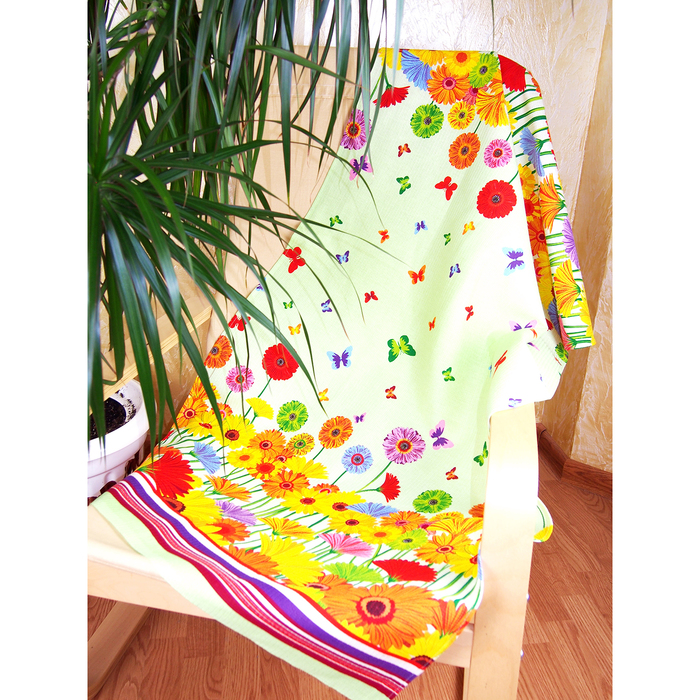 Полотенце банное вафельное "Герберы", 80х150 см,176 г/м2, хлопок 100%