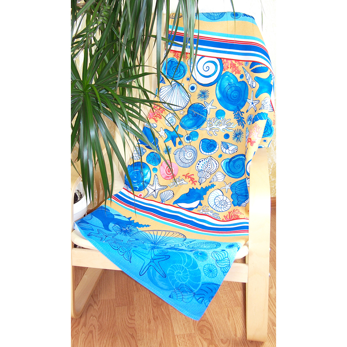 Полотенце банное вафельное "Ракушки" 80х150 см, 176 г/м2, хлопок 100%