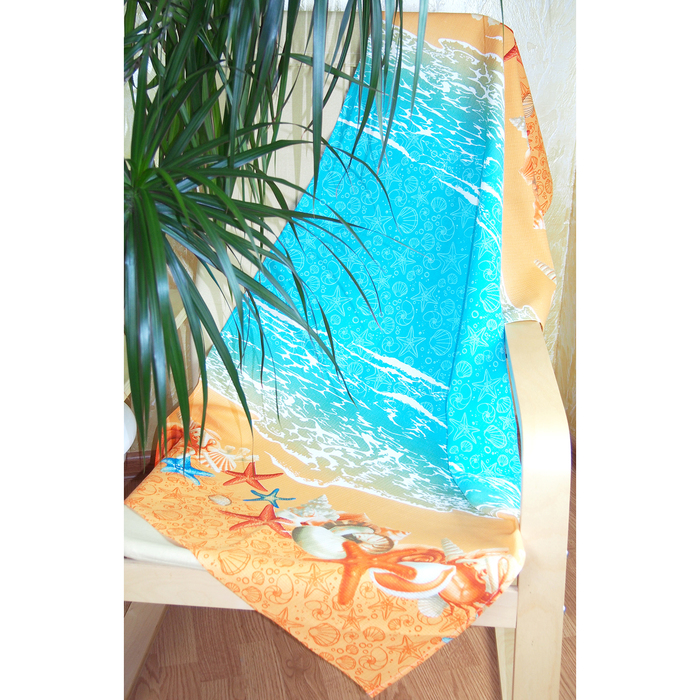 Полотенце банное вафельное "Море ракушки" 80х150 см, 176 г/м2, хлопок 100%