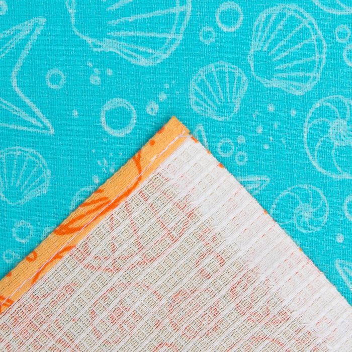 Полотенце банное вафельное "Море ракушки" 80х150 см, 176 г/м2, хлопок 100%