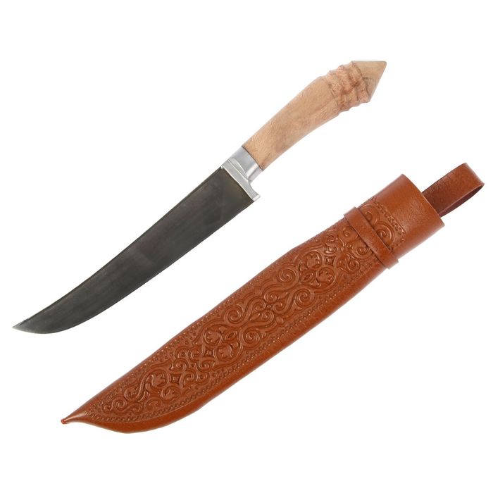 Пчак Шархон средний, рукоять витая из дерева, гарда из олова