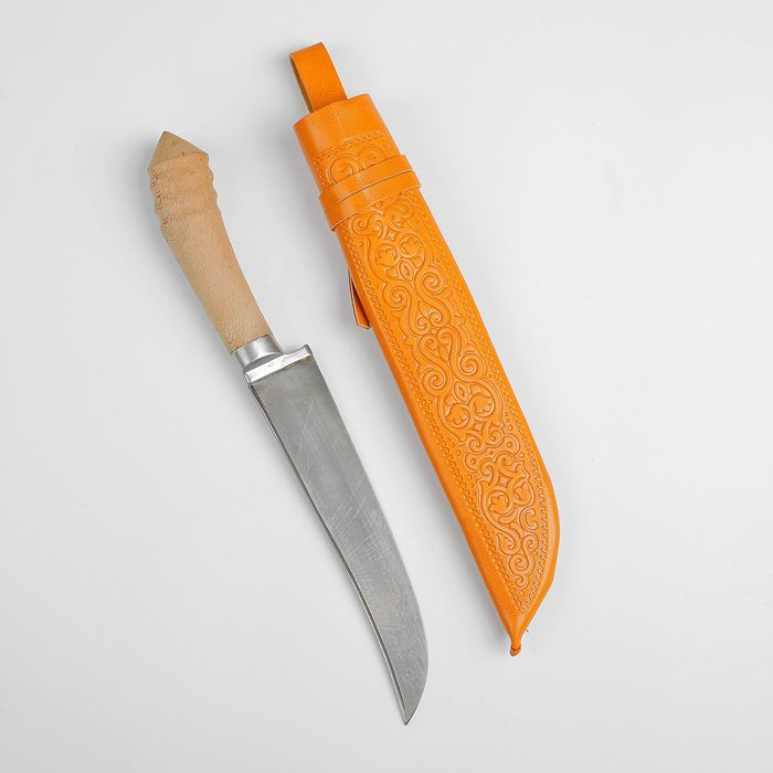 Пчак Шархон средний, рукоять витая из дерева, гарда из олова