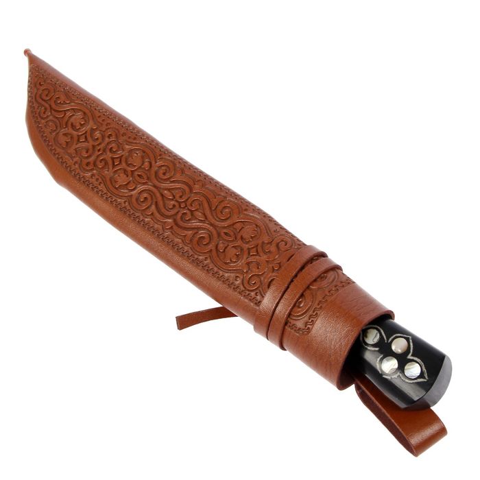 Пчак Шархон, рукоять из эбонита, латуни, мельхиора и пластика с садафом