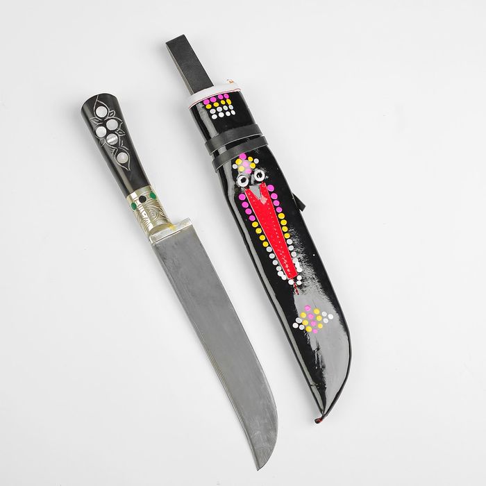 Пчак Шархон, рукоять из эбонита, латуни, мельхиора и пластика с садафом