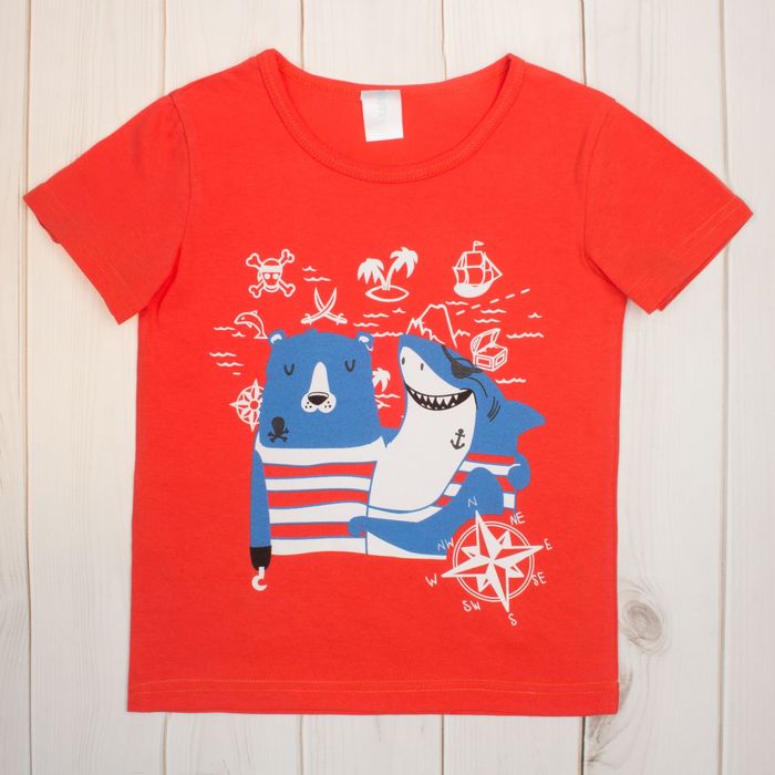 Футболка детская KAFTAN "Пираты", рост 110-116 (32), 5-6 лет, цвет красный