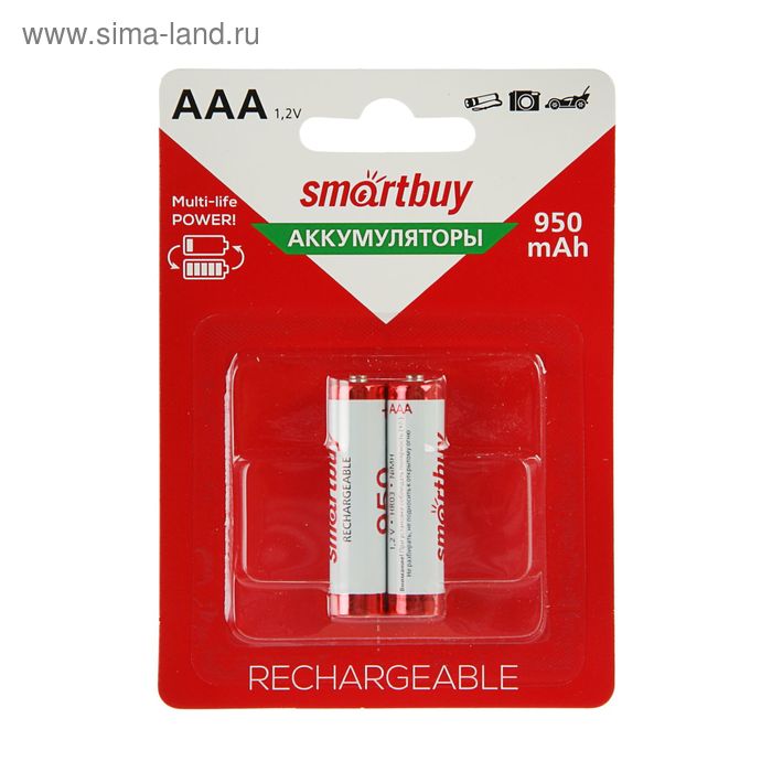 фото Аккумулятор smartbuy, ni-mh, aaa, hr03-2bl, 1.2в, 950 мач, блистер, 2 шт.