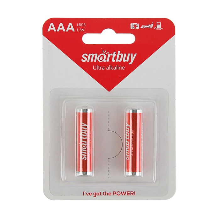Батарейка алкалиновая Smartbuy Ultra, ААА, LR03-2BL, блистер, 2 шт.