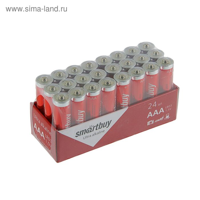 фото Батарейка алкалиновая smartbuy ultra, aaa, lr03-24box, 1.5в, набор 24 шт.