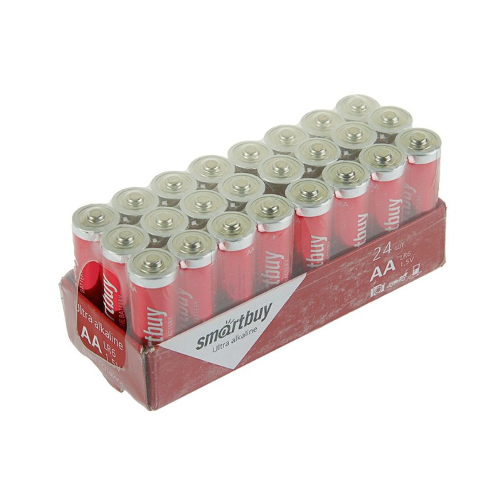 Батарейка алкалиновая Smartbuy Ultra, AA, LR6-24BOX, 1.5В, набор 24 шт. батарейка алкалиновая smartbuy ultra aa lr6 40box 1 5в набор 40 шт