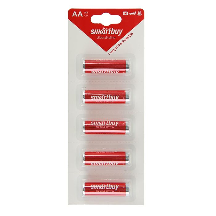 Батарейка алкалиновая Smartbuy Ultra, АА, LR6-5BL, блистер, 5 шт.