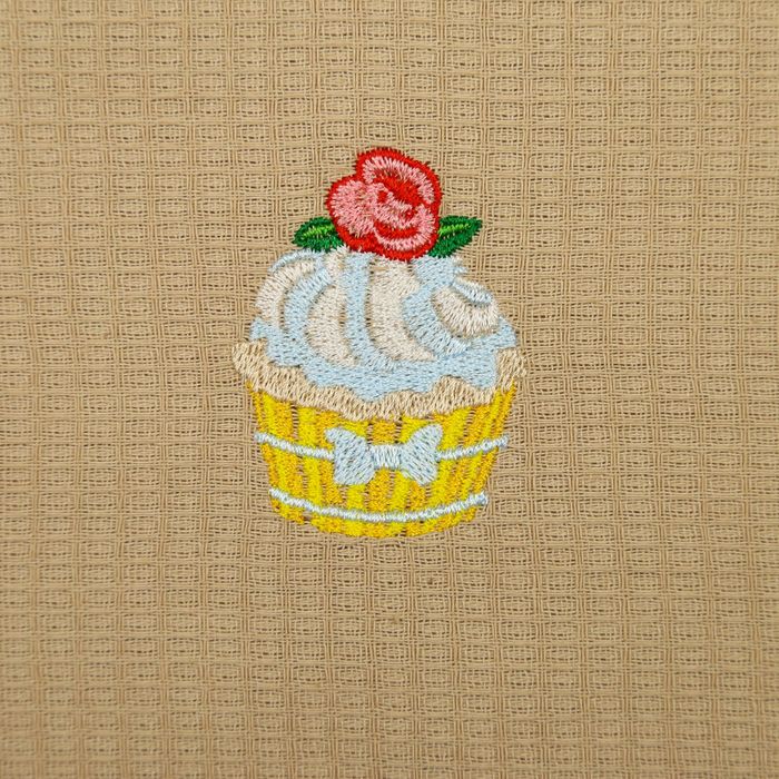 Набор вафельных полотенец "Доляна" Капкейки - 40х70 см - 3 шт., 100% хл, 150 гр/м²