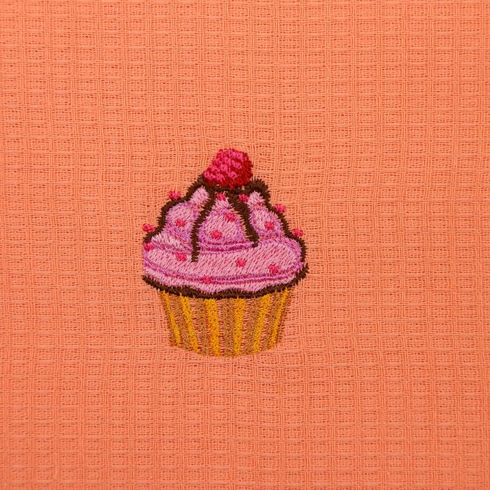 Набор вафельных полотенец "Доляна" Капкейки - 40х70 см - 3 шт., 100% хл, 150 гр/м²