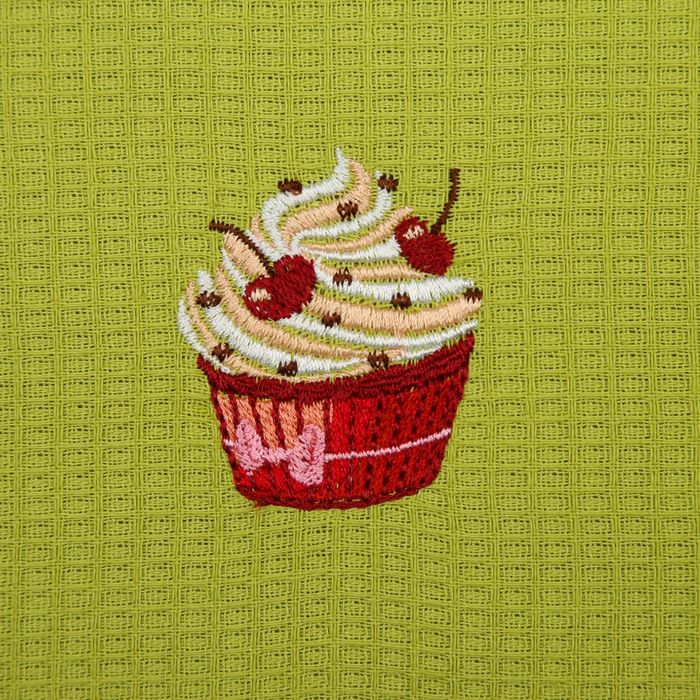 Набор вафельных полотенец "Доляна" Капкейки - 40х70 см - 3 шт., 100% хл, 150 гр/м²