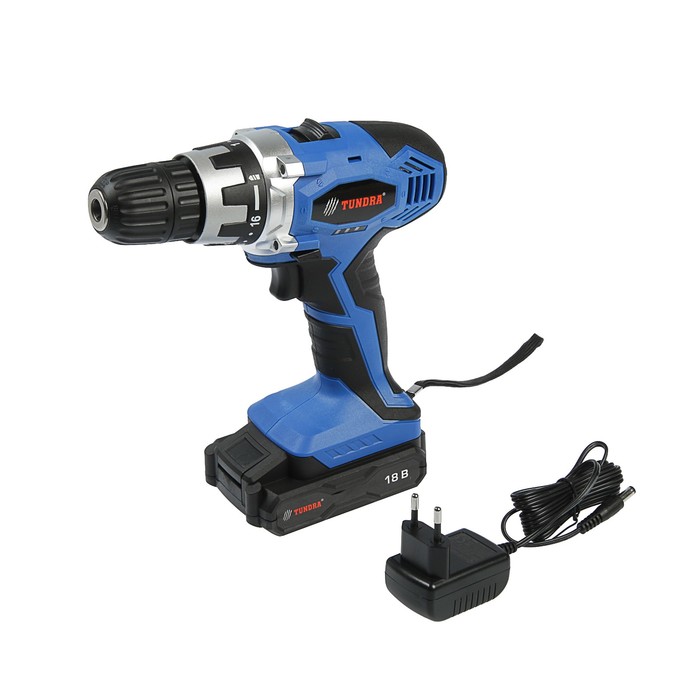 Дрель-шуруповерт TUNDRA comfort аккумуляторный, 18V, 0-550/0-1250 об/мин, 1500mA, DSHA-005-18-02