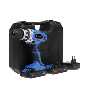 Шуруповерт TUNDRA comfort, Li-ion 1.5A 18V, 18Нм, кейс, оснастка, зарядка 1 час, доп. аккум