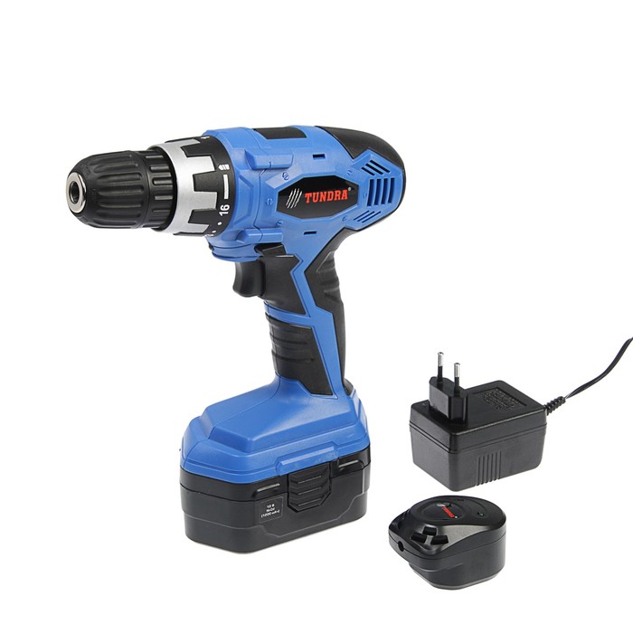 Дрель-шуруповерт TUNDRA comfort аккумуляторный, 12V, 0-550 об/мин, 1200mA, Ni-Cd, DSHA-006-12-02