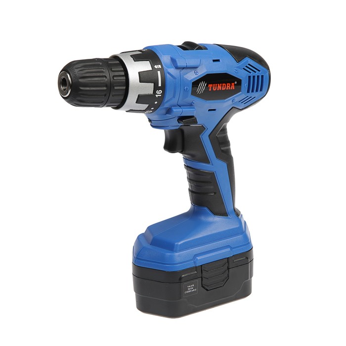 Дрель-шуруповерт TUNDRA comfort аккумуляторный, 14.4V, 0-350/0-1100 об/мин, 1200mA, DSHA-006-14.4-02