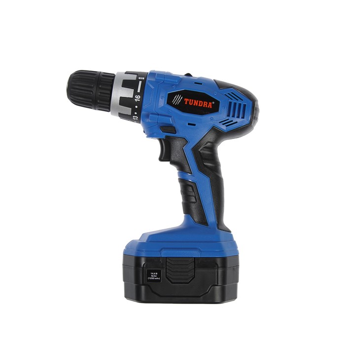 Дрель-шуруповерт TUNDRA comfort аккумуляторный, 14.4V, 0-350/0-1100 об/мин, 1200mA, DSHA-006-14.4-02