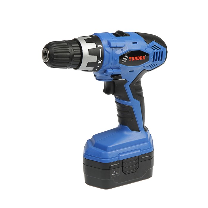 Дрель-шуруповерт TUNDRA comfort аккумуляторный, 18V, 0-350/0-1100 об/мин, 1200mA, DSHA-006-18-01
