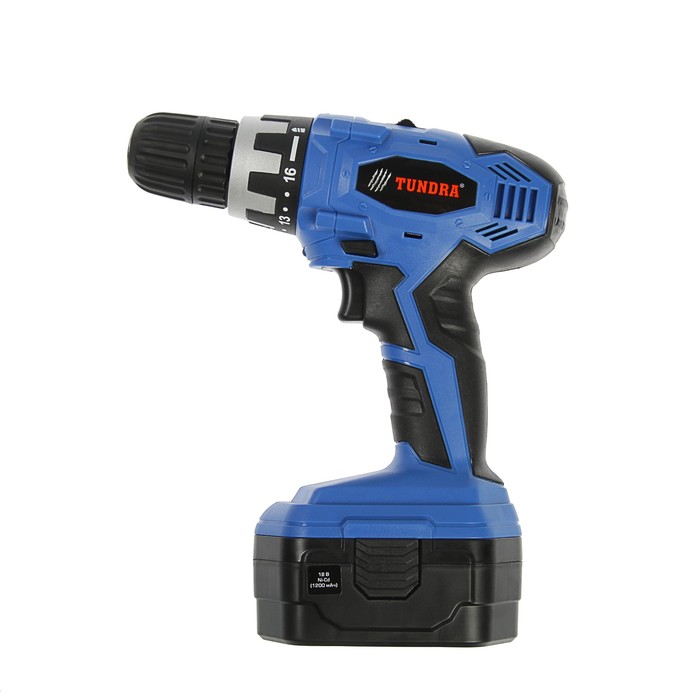 Дрель-шуруповерт TUNDRA comfort аккумуляторный, 18V, 0-350/0-1100 об/мин, 1200mA, DSHA-006-18-01