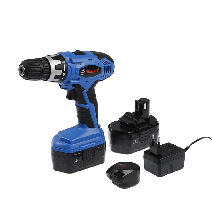 Дрель-шуруповерт TUNDRA comfort аккумуляторный, 18V, 0-350/0-1100 об/мин, 1200mA, DSHA-006-18-01
