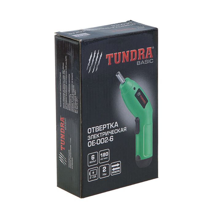Отвертка TUNDRA basic электрическая, 6V, 180 об/мин, от батареек АА, OE-002-6