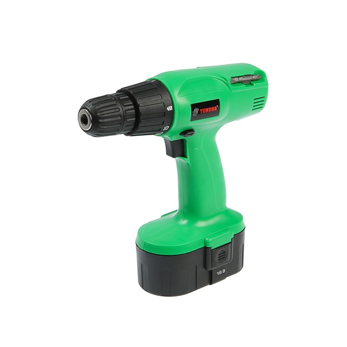 Дрель-шуруповерт TUNDRA basic аккумуляторный, 18V, 0-550 об/мин, 1200mA, Ni-Cd, DSHA-001-18-01