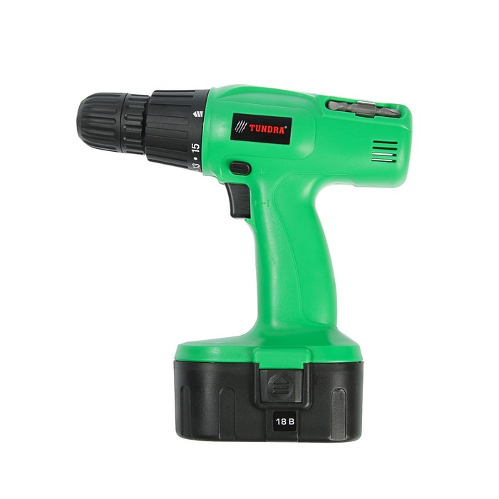 Дрель-шуруповерт TUNDRA basic аккумуляторный, 18V, 0-550 об/мин, 1200mA, Ni-Cd, DSHA-001-18-01