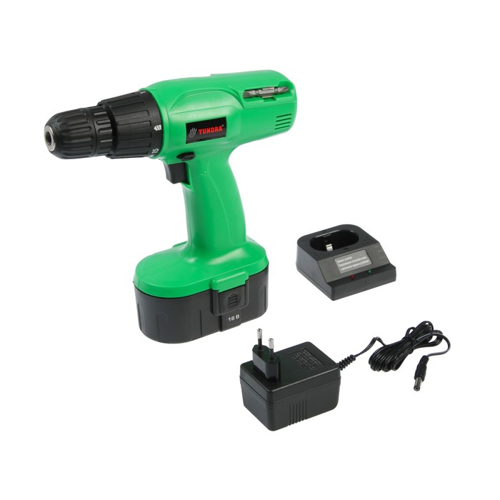 Дрель-шуруповерт TUNDRA basic аккумуляторный, 18V, 0-550 об/мин, 1200mA, Ni-Cd, DSHA-001-18-01