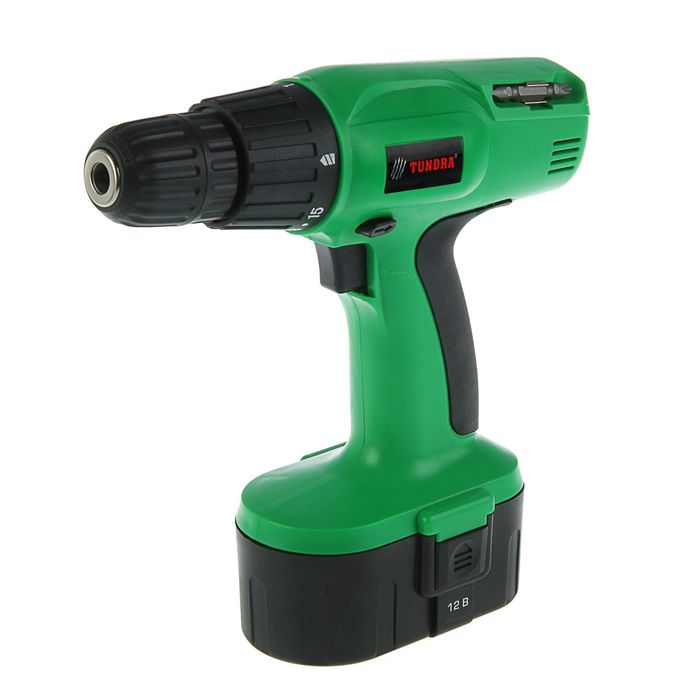 Дрель-шуруповерт TUNDRA basic аккумуляторный, 12V, 0-550 об/мин, 1200mA, Ni-Cd, DSHA-002-12-01