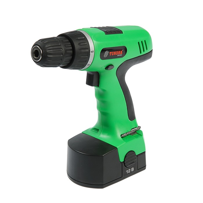 Дрель-шуруповерт TUNDRA basic аккумуляторный, 12V, 0-550 об/мин, 800mA, Ni-Cd, DSHA-003-12-01